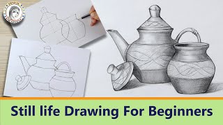 how to draw  Still life drawing for beginners  draw  رسم  رسم سهل  قلم رصاص  رسم طبيعة صامتة [upl. by Garnes]