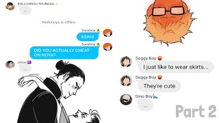 Unholy Asahi  Never Have I Ever Part 2  Haikyuu Texts [upl. by Bearce335]