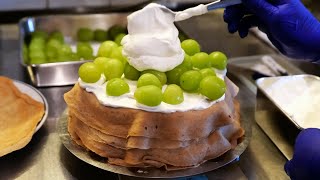 Japanese Food  GRAPE MILLE CREPE CAKE Omotesando Tokyo Japan [upl. by Jean-Claude]