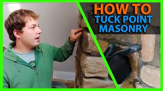 How To Tuck Point Masonry Rock or Veneer with Mortar Using Grout Bag [upl. by Maclaine]