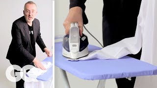 How to Iron a Dress Shirt in 90 Seconds  GQ [upl. by Kenison]