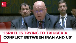 Israel trying to trigger a conflict between Iran and US Russian envoy claims at UNSC meet [upl. by Nimajeb]