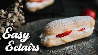 EASY ECLAIR Recipe  Strawberry Eclair  ASMR Cooking [upl. by Juliann598]