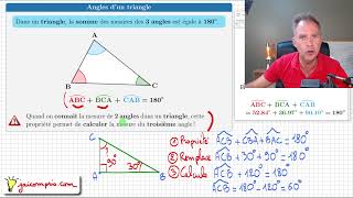 Cours ♦ La somme des mesures des angles dun triangle vaut 180° • Propriété application ♦ Cinquième [upl. by Etnohs702]