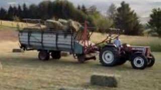 Bale Thrower  Ballenwerfer  Kleinballen sammeln mit Wurfgabel  Heuernte [upl. by Nerrol253]