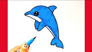 How To Draw A Cartoon Dolphin  Dolphin [upl. by Repsihw]