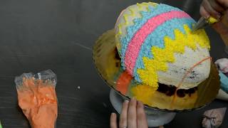 Decorating A Egg in Whipped Cream icing  Egg Shaped Cake [upl. by Liartnod213]