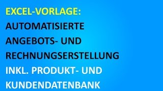 Trailer ExcelVorlage Angebots und Rechnungserstellung [upl. by Eittel]