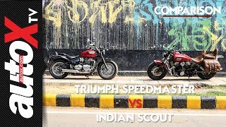 Triumph Bonneville Speedmaster vs Indian Scout  Comparison  autoX [upl. by Ijies]