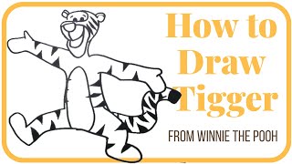 How to draw Tigger from Winnie the Pooh easy step by step video tutorial [upl. by Anovahs]