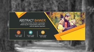 Cara membuat Banner dengan photoshop  Abstract Banner Design [upl. by Roosnam511]