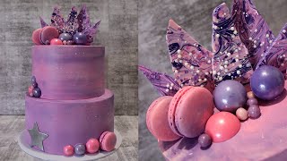 Cómo montar una Torta de 2 pisos en buttercream  decoración galaxia  Fiorella Cake [upl. by Grissel]