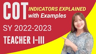 COT for TEACHER IIII SY 20222023  Indicators 19 Explained with Examples [upl. by Acirehs552]