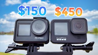 150 Akaso Brave 7 vs 450 GoPro HERO 9 [upl. by Nosnor]