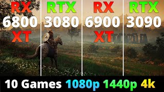 RX 6800 XT vs RTX 3080 vs RX 6900 XT vs RTX 3090  Performance Comparison 10 Games 1080p 1440p 4k [upl. by Elon]