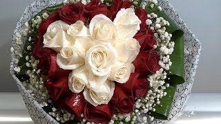 Making Heart Shaped Hand Tied Rose Bouquet [upl. by Ycnalc]