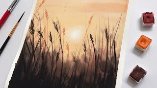 Simple Watercolor Sunset Painting For Beginners  Watercolor Painting Tutorial [upl. by Anyrak949]