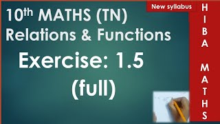 10th maths chapter 1 exercise 15 full answers relations and functions tn samacheer hiba maths [upl. by Ynohtnael]