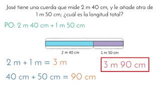 12 Suma y resta de longitudes en metros y centímetros [upl. by Langbehn]