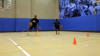 How to Do a BetweentheLegs Dribble  Basketball Moves [upl. by Sucramad]