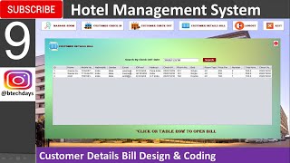 9 Hotel Management System in java  Customer Details Bill Page JFrame Mysql Database Netbeans [upl. by Deuno278]