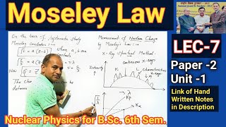 LEC7  Derivation of Moseleys Law for BSc 3rd year  Measurment of Nuclear Charge for BSc 3rd [upl. by Stefa536]