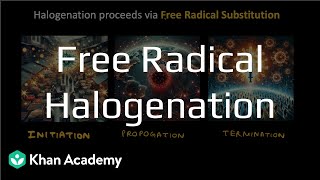 Free radical halogenation of alkanes Haloalkanes amp haloarenes  Grade 12  Chemistry Khan Academy [upl. by Enaelem]