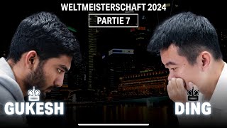 Drama in Runde 7 Gukesh vs Ding Schachweltmeisterschaft 2024 [upl. by Giacinta]