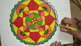 Geometrical Rangoli DesignRangoli with shapeskids school project [upl. by Nigrom]