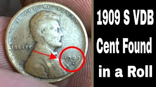 Key Date Rare 1909S VDB Penny Found Coin Roll Hunting [upl. by Dyanna]