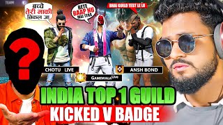 INDIAS NO1 GUILD VS ANSH BOND 😱 V Badge Player Join Global Top 1 Guild आजा 1 vs 4 में  😤 [upl. by Anircam247]