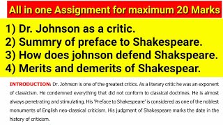 Dr Johnson as a critic  Preface to Shakespeare  Dr Johnson preface to Shakespeare [upl. by Marys]