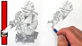 How to Draw a FIREFIGHTER In Pencil [upl. by Ru]