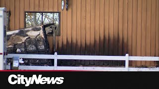 Fire damaged house just outside of Calgary [upl. by Htennaj]