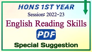 Hons 1st Year  English Reading Skills  Final Suggestion  Special Suggestion  PDF [upl. by Ahsoyem]