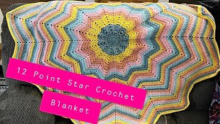 Twelve Point Crochet Star Blanket  Crochet Tutorial [upl. by Doro648]