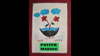 Poster making for Kids  Save water Save life 💧  Creative Drawing [upl. by Storm]