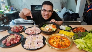 KOREAN BBQ At Home  MUKBANG [upl. by Aiuqet]