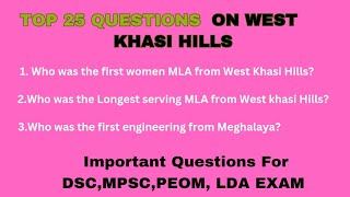 Top Meghalaya Gk Questions and Answers  West Khasi Hills [upl. by Dimmick]