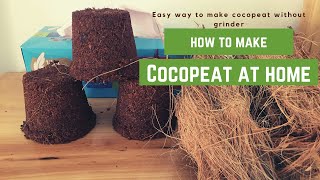 How to make cocopeat at home without using grinder with English subtitles  DIY make coconut coir [upl. by Llecrup]