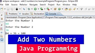 Java Example Program to Add Two Numbers  User Input [upl. by Zulch60]