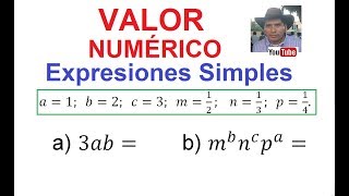 ab Valor Numérico de Expresiones Simples Algebra [upl. by Jauch311]