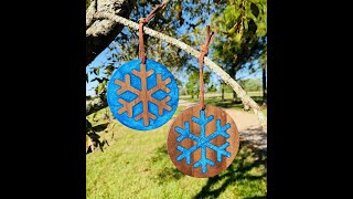 Using Walnut Scraps and Epoxy to Craft Snowflake Christmas Ornaments [upl. by Nonnah493]