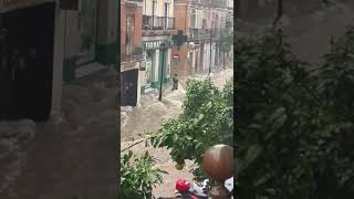 Street in Malaga is transformed into a raging torrent [upl. by Tiffa]