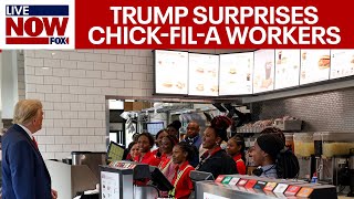 SURPRISE Donald Trump visits ChickfilA in Atlanta  LiveNOW from FOX [upl. by Koser]