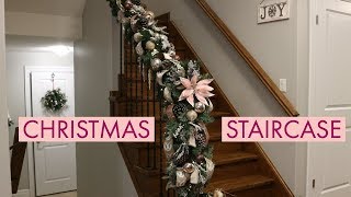 DIY Christmas Garland For BanisterHow To Decorate Christmas Staircase [upl. by Aicenek]