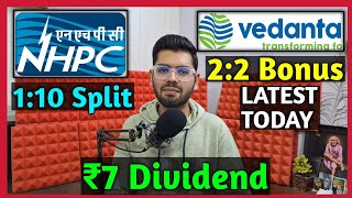 Vedanta Ltd  NHPC • Stocks Declared High Dividend Bonus amp Split With Ex Dates [upl. by Elyac]