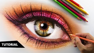 How to Draw Realistic EYE with Colored pencils  Tutorial for BEGINNERS [upl. by Glorianna]