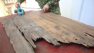 Unbelievable Transformation Restoring Defects on Severely Damaged Wooden Table Tops  Woodworking [upl. by Necila]