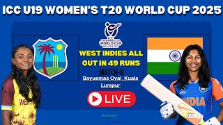 Womens U19 T20 World Cup 2025 Live  India U19 Women vs West Indies U19 Women  Live Match [upl. by Dhiren]